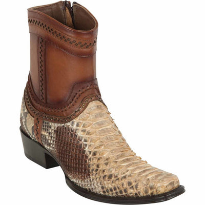 Los Altos Men's Original Python Skin European Toe Short Boots - Oryx 1   - from alligatorwarehouse.com