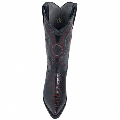 Los Altos Men's Ostrich Black Cherry Leg Boots