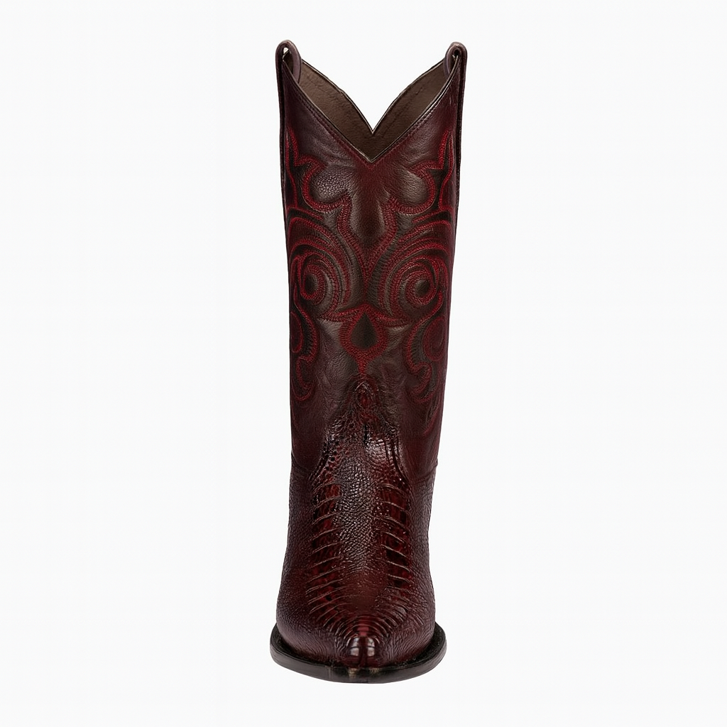 Los Altos Men's Ostrich Black Cherry Leg Boots