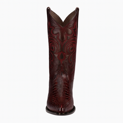 Los Altos Men's Ostrich Black Cherry Leg Boots