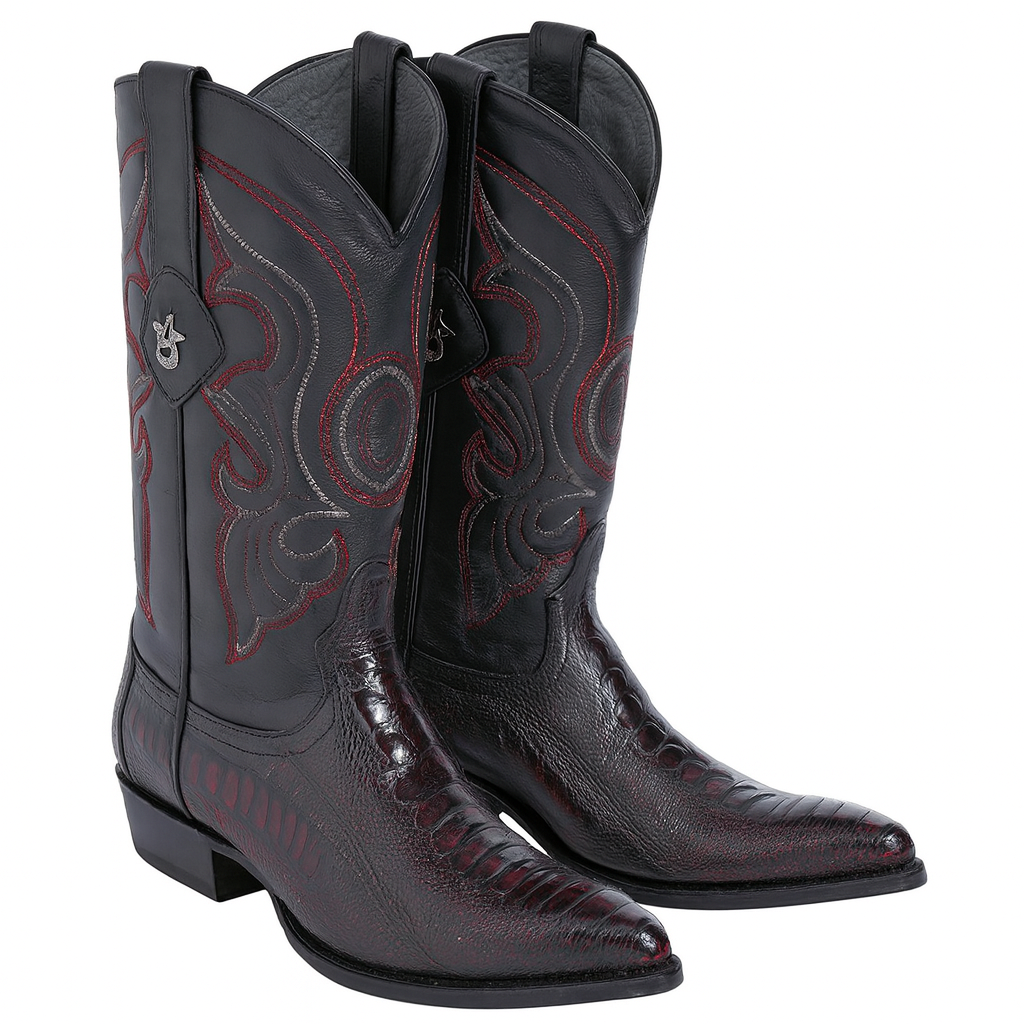 Los Altos Men's Ostrich Black Cherry Leg Boots