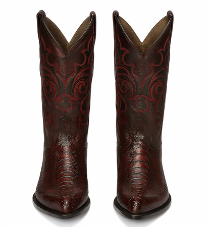 Los Altos Men's Ostrich Black Cherry Leg Boots