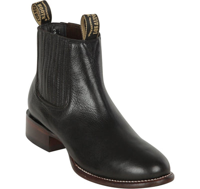 Los Altos Men's Round Toe Leather Short Boots - Black 50B2105 1 LAB-50B2105-060  - from alligatorwarehouse.com