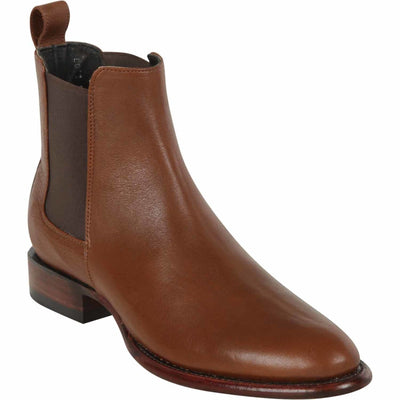 Los Altos Men's Round Toe Leather Short Boots - Brown 69B2107 1 LAB-69B2107-060  - from alligatorwarehouse.com