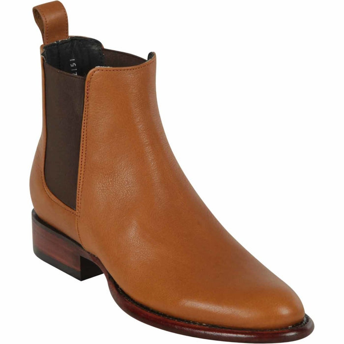 Los Altos Men's Round Toe Leather Short Boots - Tan Honey Color 69B2151