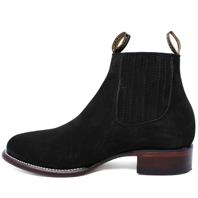 Los Altos Men's Round Toe Suede Leather Short Boots - Black 50B6305 4 LAB-50B6305-060  - from alligatorwarehouse.com