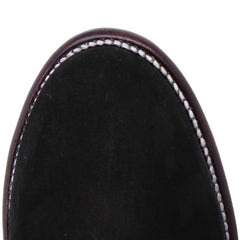Los Altos Men's Round Toe Suede Leather Short Boots - Black 50B6305