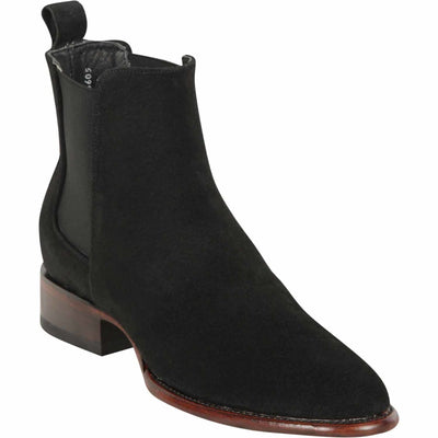 Los Altos Men's Round Toe Suede Leather Short Boots - Black 69B6605 1 LAB-69B6605-060  - from alligatorwarehouse.com