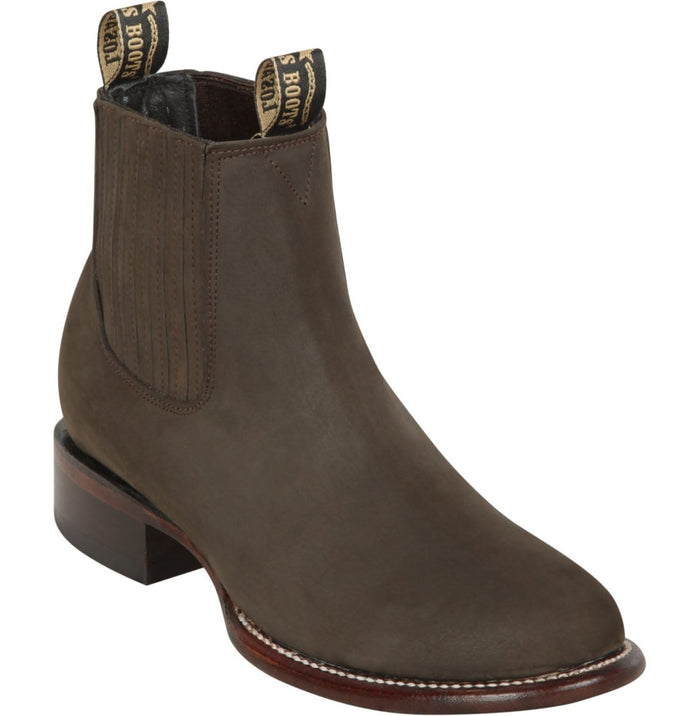 Los Altos Men's Round Toe Suede Leather Short Boots - Chocolate 50B6359