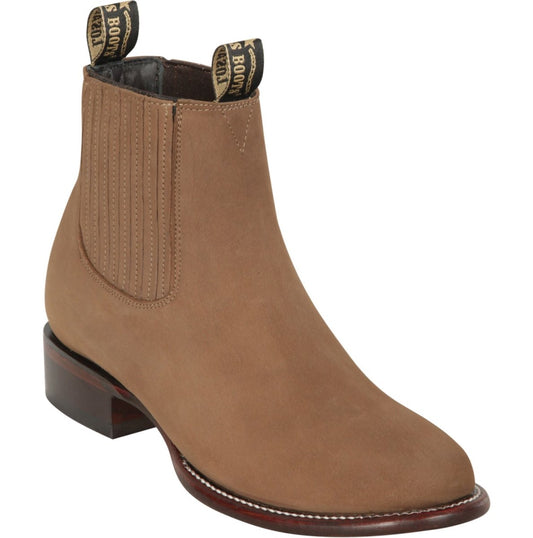 Los Altos Men's Round Toe Suede Leather Short Boots - Taupe 50B6361