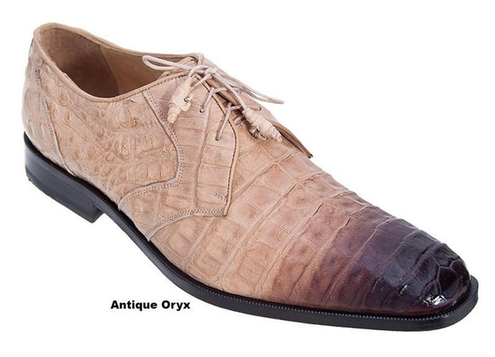 Men’s Los Altos Tan Crocodile Gator Shoes, Exotic Lace Up Dress Shoes
