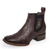 Los Altos Men's Wide Square Toe Ostrich Short Boots - Brown 82BV0359 2 LAB-82BV0359-060  - from alligatorwarehouse.com