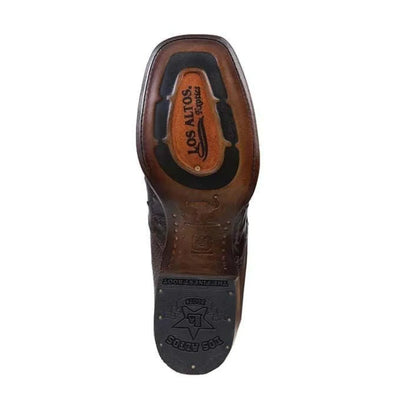 Los Altos Men's Wide Square Toe Ostrich Short Boots - Brown 82BV0359 6 LAB-82BV0359-060  - from alligatorwarehouse.com