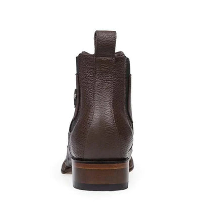 Los Altos Men's Wide Square Toe Ostrich Short Boots - Brown 82BV0359 5 LAB-82BV0359-060  - from alligatorwarehouse.com