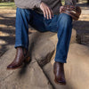 Los Altos Men's Wide Square Toe Ostrich Short Boots - Brown 82BV0359 7 LAB-82BV0359-060  - from alligatorwarehouse.com