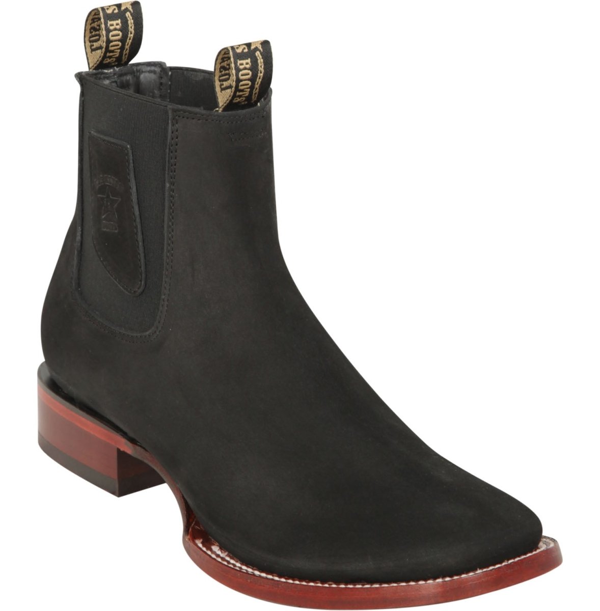 Los Altos Men's Wide Square Toe Suede Leather Short Boots - Black 82BE6305 1 LAB-82BE6305-060  - from alligatorwarehouse.com