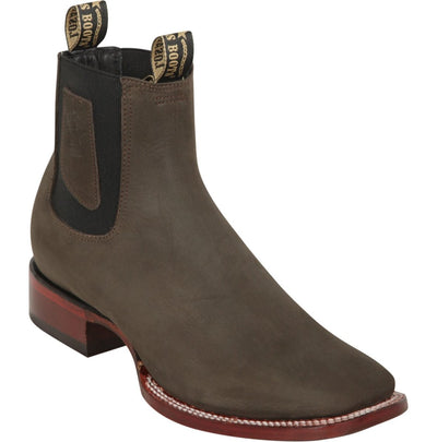 Los Altos Men's Wide Square Toe Suede Leather Short Boots - Chocolate 82BE6359 1 LAB-82BE6359-060  - from alligatorwarehouse.com