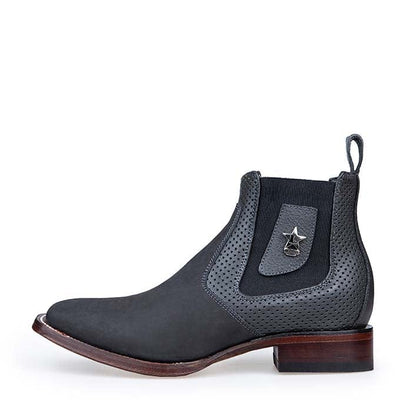 Los Altos Men's Wide Square Toe Suede Leather Short Boots - Gray 82BVI6309 4 LAB-82BVI6309-060  - from alligatorwarehouse.com