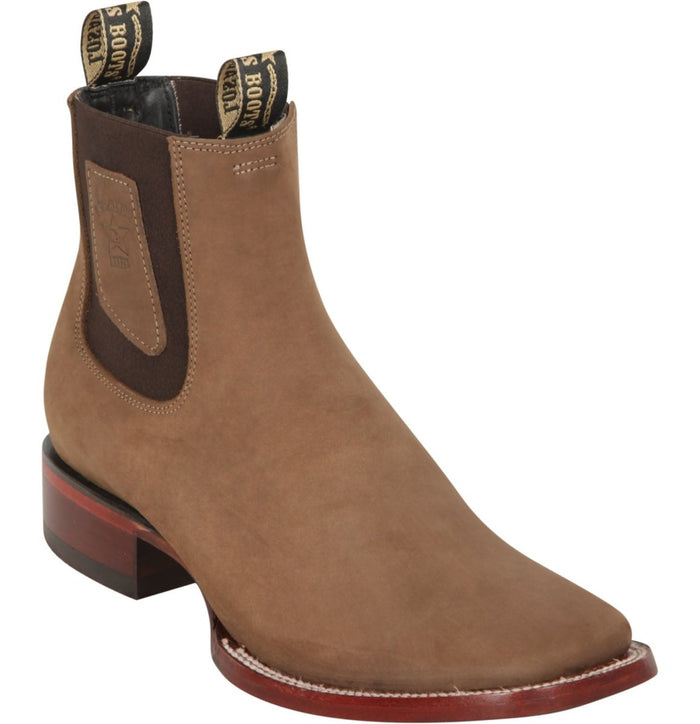 Los Altos Men's Wide Square Toe Suede Leather Short Boots - Taupe 82BE6361