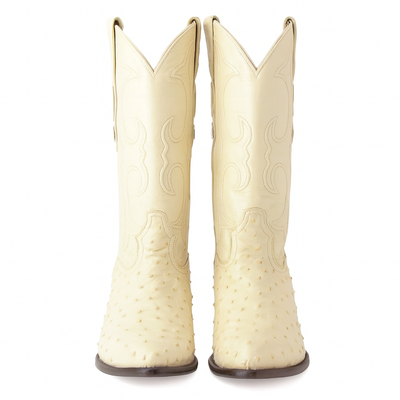 Los Altos Men's Winter White Genuine Full Quill Ostrich Boots 4   - from alligatorwarehouse.com