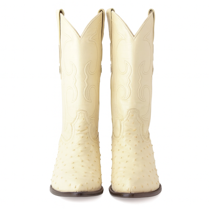 Los Altos Men's Winter White Genuine Full Quill Ostrich Boots