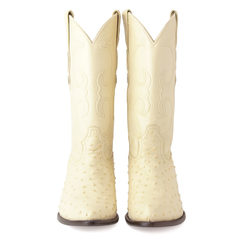 Los Altos Men's Winter White Genuine Full Quill Ostrich Boots