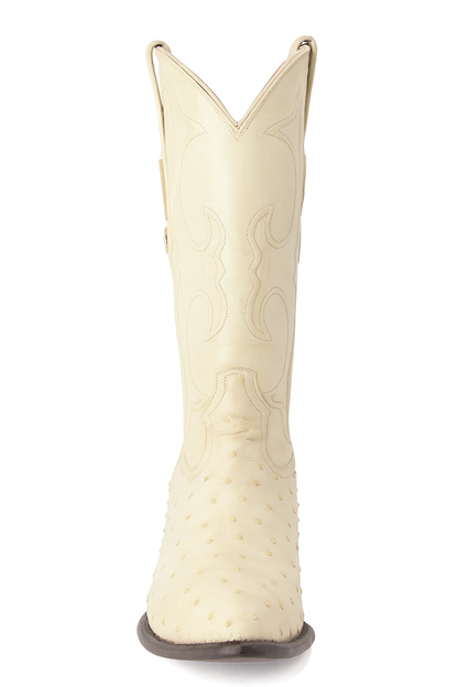 Los Altos Men's Winter White Genuine Full Quill Ostrich Boots