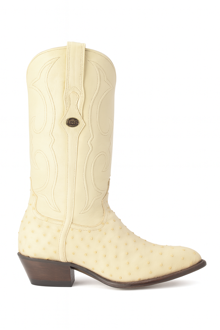 Los Altos Men's Winter White Genuine Full Quill Ostrich Boots
