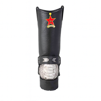 Los Altos Natural Black Python Biker Boots 6   - from alligatorwarehouse.com
