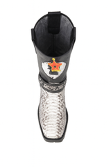 Los Altos Natural Black Python Biker Boots