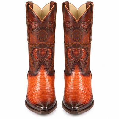 Los Altos Snip Toe Cognac Genuine Caiman Belly Boots