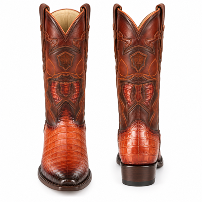 Los Altos Snip Toe Cognac Genuine Caiman Belly Boots