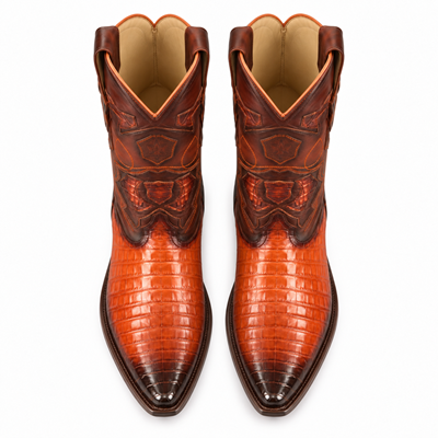 Los Altos Snip Toe Cognac Genuine Caiman Belly Boots