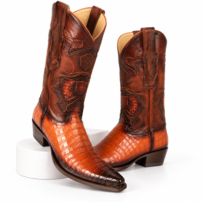 Los Altos Snip Toe Cognac Genuine Caiman Belly Boots