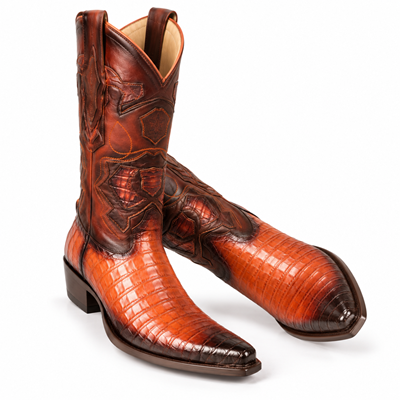 Los Altos Snip Toe Cognac Genuine Caiman Belly Boots
