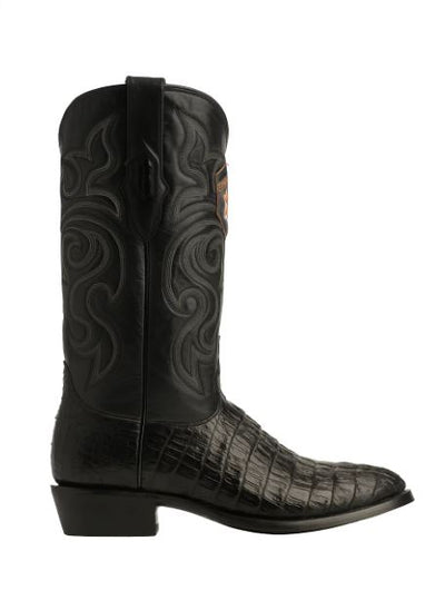 Los Altos Men's Black Genuine Caiman Tail Boots 5   - from alligatorwarehouse.com
