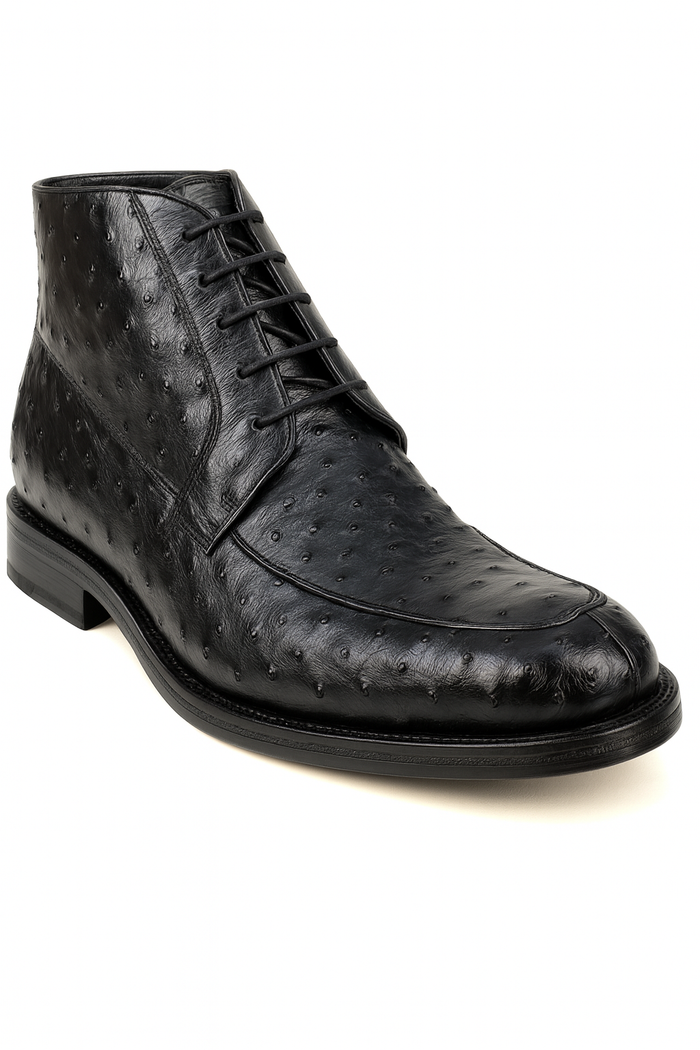 Los Altos Black Ostrich Quill Dress Ankle Boots