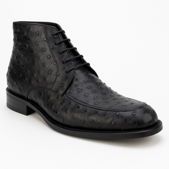Los Altos Black Ostrich Quill Dress Ankle Boots