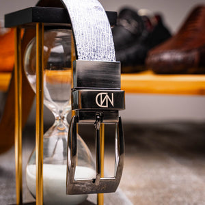 Marco_Di_Milano Lucca Belt Newspaper Black Leather Shoe