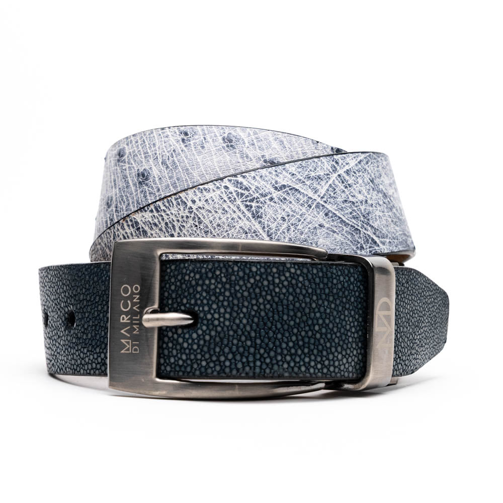 Marco_Di_Milano Lucca Belt Newspaper Black Leather Shoe