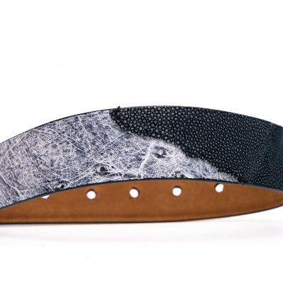 Marco_Di_Milano Lucca Belt Newspaper Black Leather Shoe