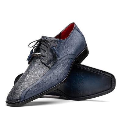 Marco Di Milano Lucca Navy Ostrich & Stingray Shoes 2 LUCCA_STINGRAY_NAVY_8  - from alligatorwarehouse.com