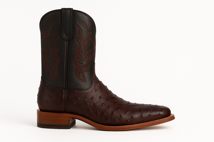 Black Cherry Ostrich Cowboy Boots