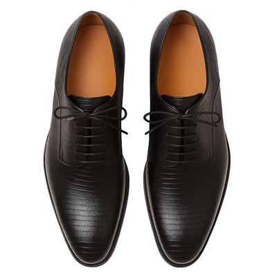 Mens Mezlan Pegaso Lizard Dress Shoe in Black 4   - from alligatorwarehouse.com