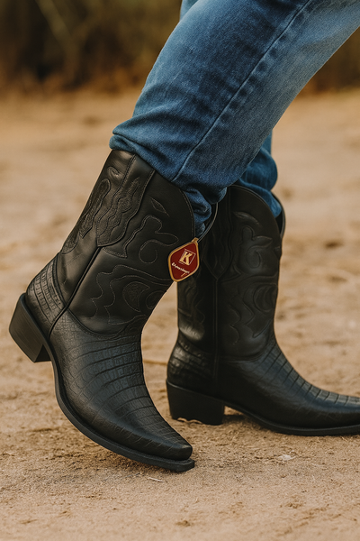 King Exotic Men's Caiman Belly Snip Toe Boots 49 -01  - from alligatorwarehouse.com