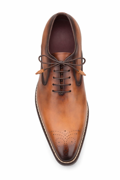 Mezlan Coventry Cognac Italian Calfskin Leather Oxford