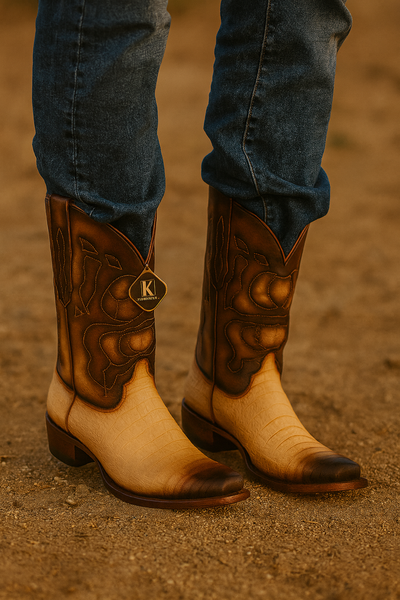 King Exotic Men's Caiman Belly Snip Toe Boots 30 -01  - from alligatorwarehouse.com