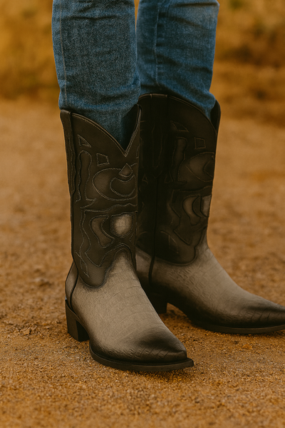 King Exotic Men's Caiman Belly Snip Toe Boots 41 -01  - from alligatorwarehouse.com