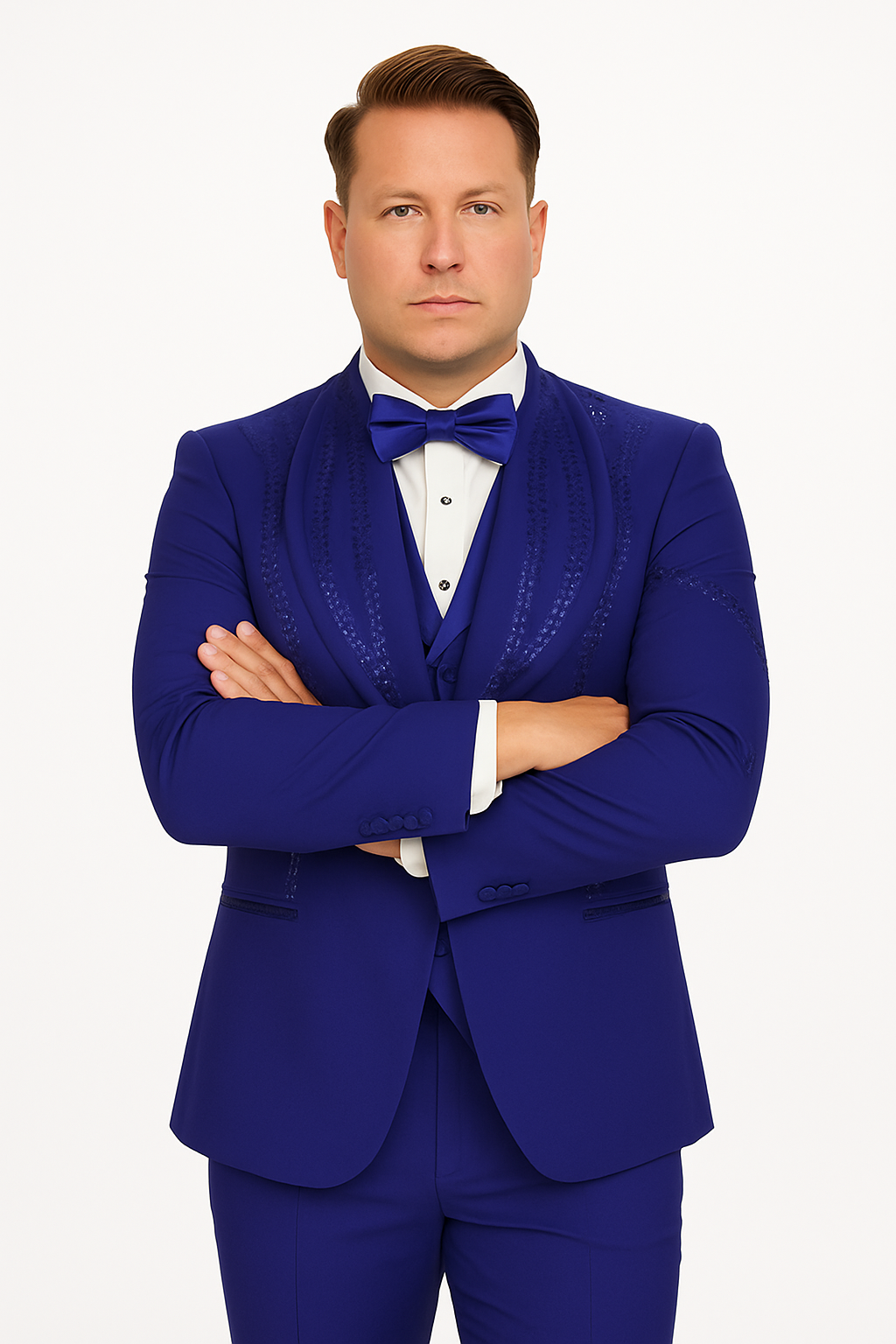 Royal Blue Italian Wool 3-Piece Modern Fit Tuxedo 7   - from alligatorwarehouse.com