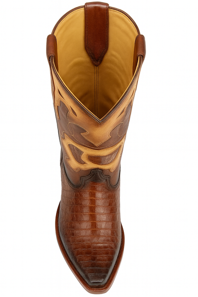 King Exotic Men's Caiman Belly Snip Toe Boots 8 -01  - from alligatorwarehouse.com